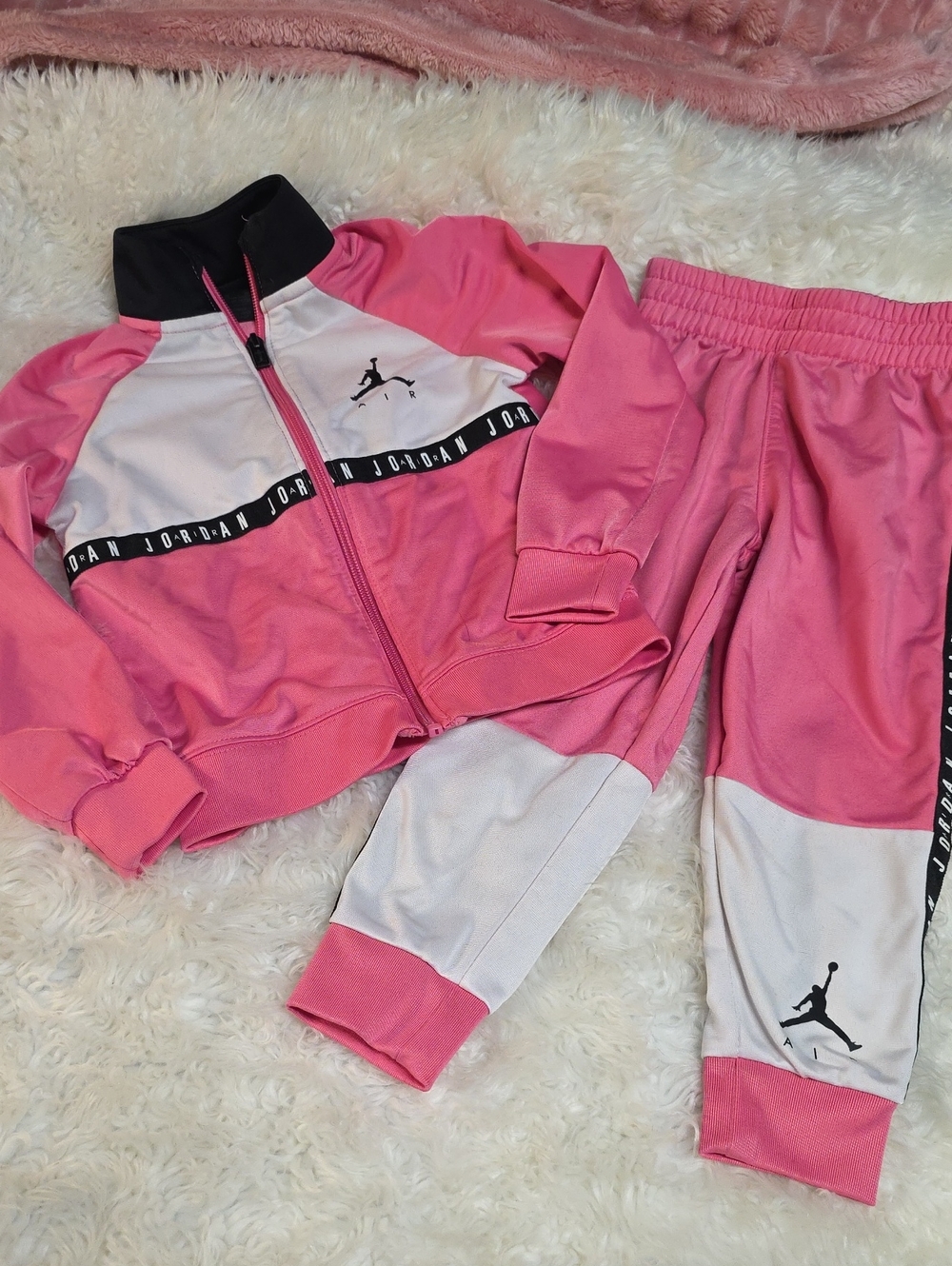 Jordan Kids Pink and White Track Jacket & Joggers Set